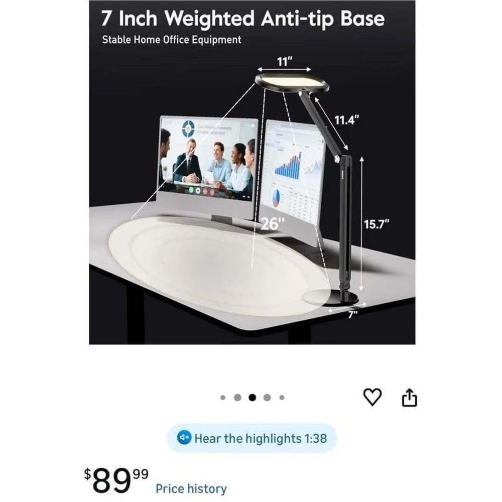 Desk Lamp, weighted‎ (anti-tip over)